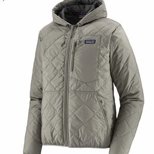 Patagonia Diamond Quilted Bomber Hoody Jacket in light gray